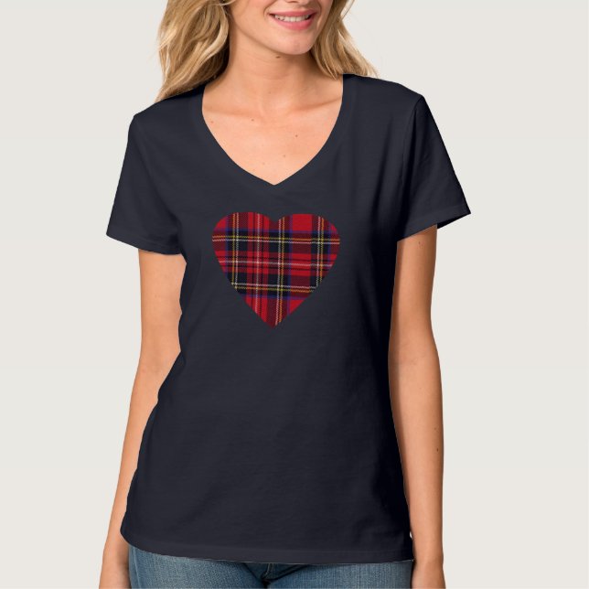 T-shirt de coeur de tartan de l'Ecosse d'amour (Devant)