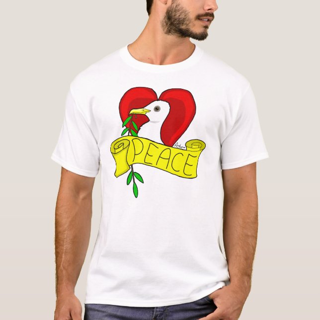T-shirt de colombe de paix et d'amour (Devant)