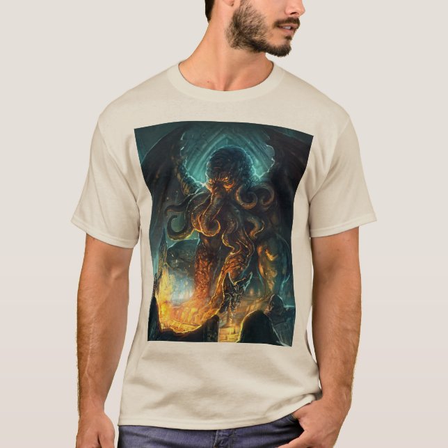 T-shirt de conception basique Cthulhu de Lovecraft (Devant)