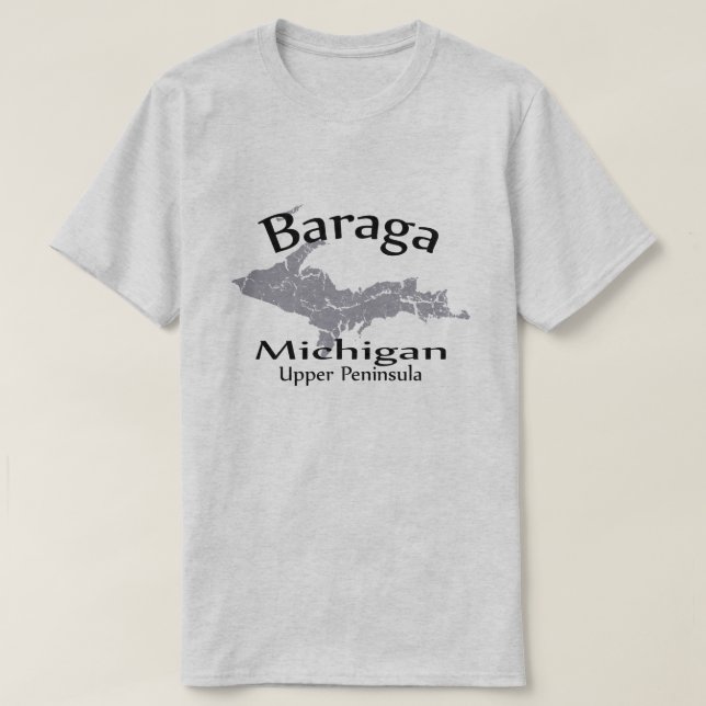 T-shirt de conception de carte Baraga Michigan (Design devant)
