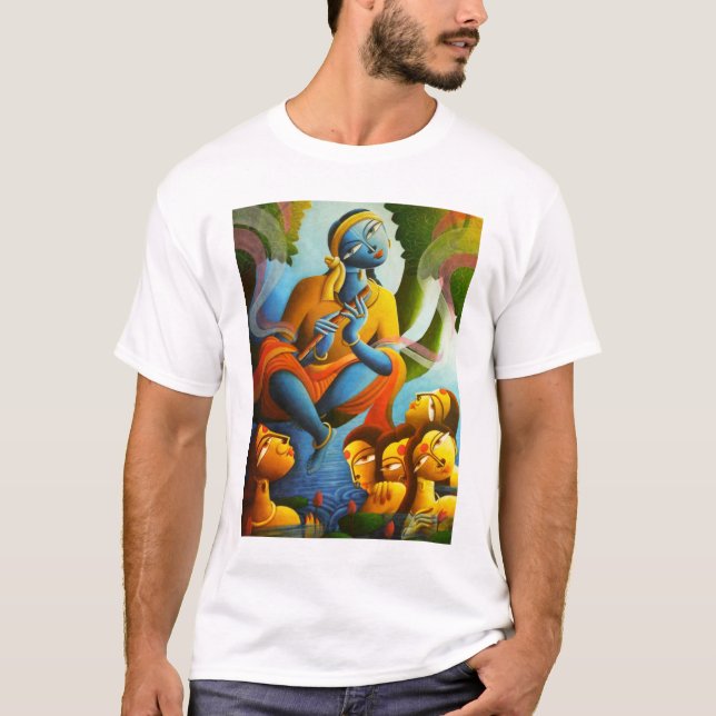 T-shirt de conception de Krishna de charge (Devant)
