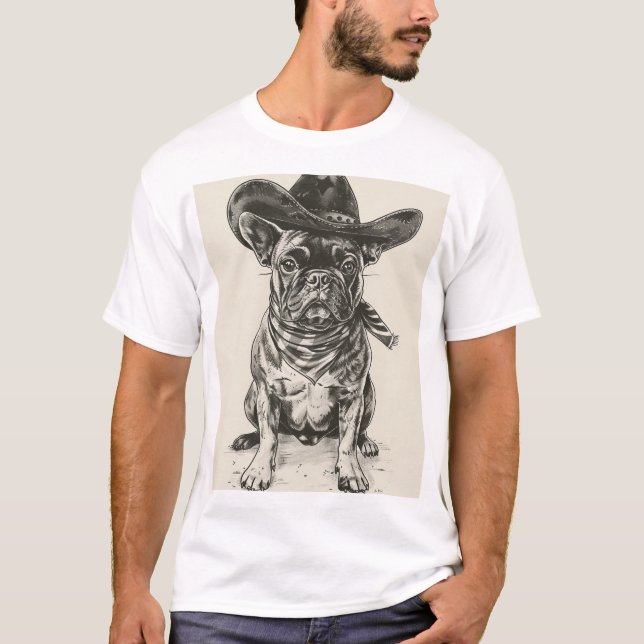 T-Shirt de conception d'encre rétro Casquette Bull (Devant)
