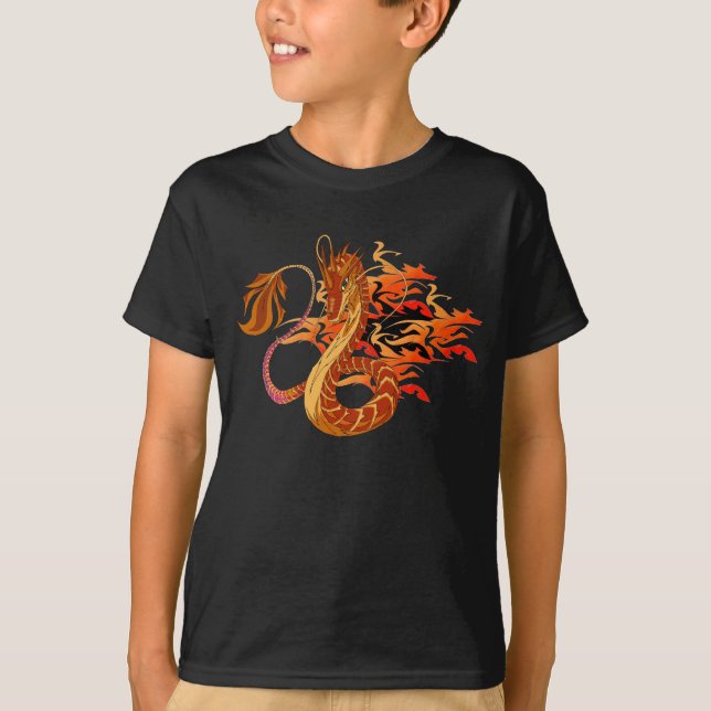 T-shirt de corail d'obscurité d'enfant de dragon (Devant)