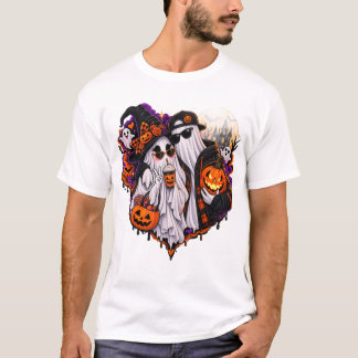 T-shirt de costume d'Halloween de couple de fantôm