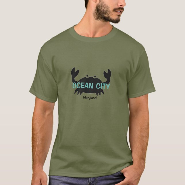 T-shirt de crabe du Maryland de ville d'océan (Devant)