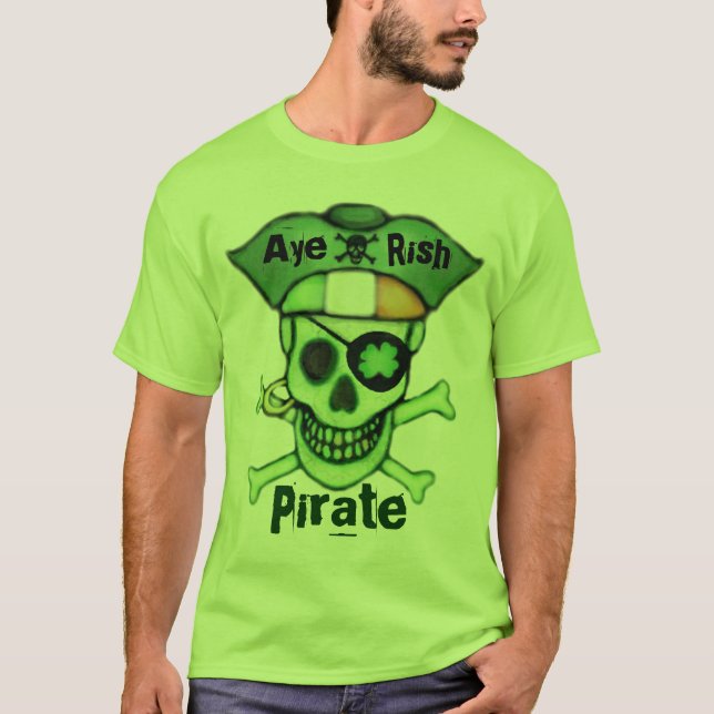 T-shirt de crâne de pirate du jour de St Patrick (Devant)