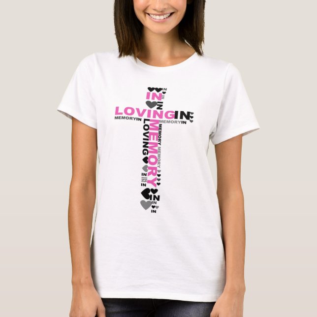 T-shirt de croix rose en mémoire d'amour (Devant)