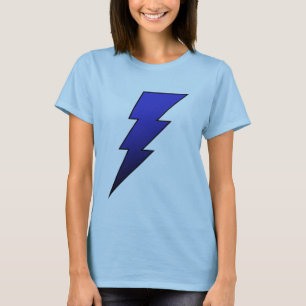 T-shirt de dames de boulon de foudre de noir bleu