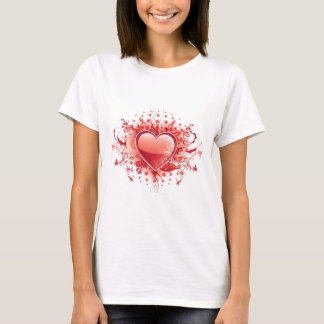 T-shirt de dames de conception de coeur d'Emo