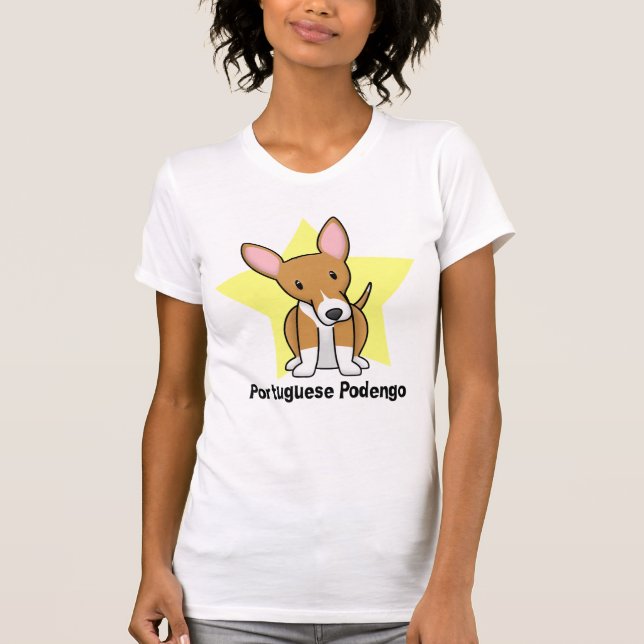T-shirt de dames de Podengo de Portugais d'étoile (Devant)