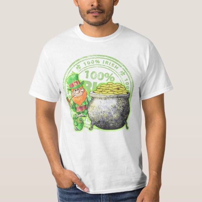 T-shirt de ~ de l'or du lutin d'Irlandais de 100% (Devant)