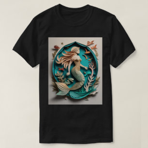 T-shirt de design d'art en papier de sirène