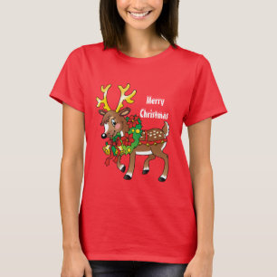 T-shirt de dessin animé de Noël Reindeer