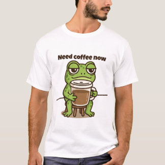 T-shirt de dessin animé mème de café grenouille dr
