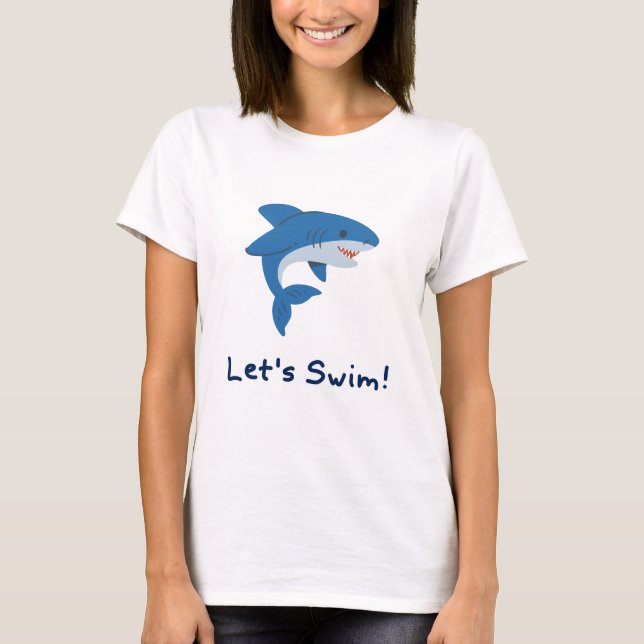 T-shirt de dessin animé requin Let's Swim Amour de (Devant)