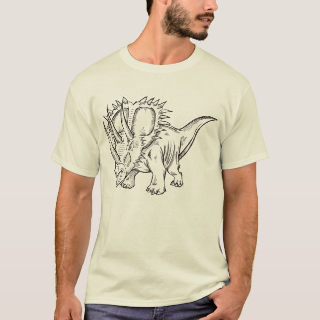 T-shirt de dinosaure de Triceratops de griffonnage (Devant)