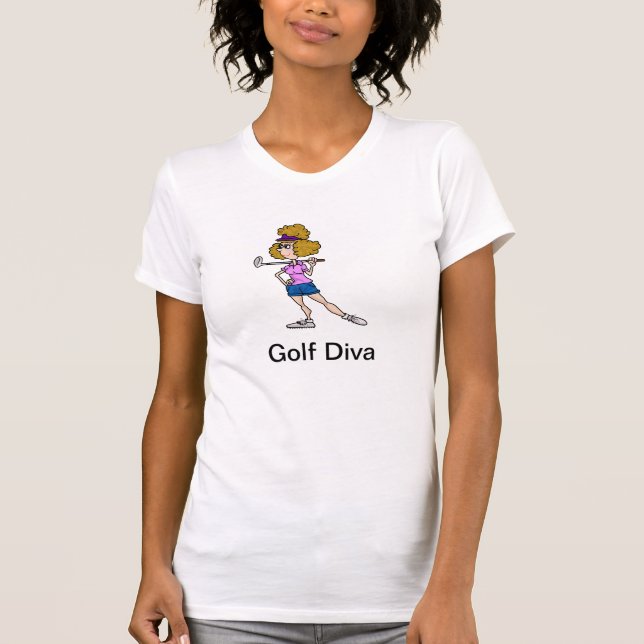T-shirt de diva de golf avec le golfeur de femme (Devant)