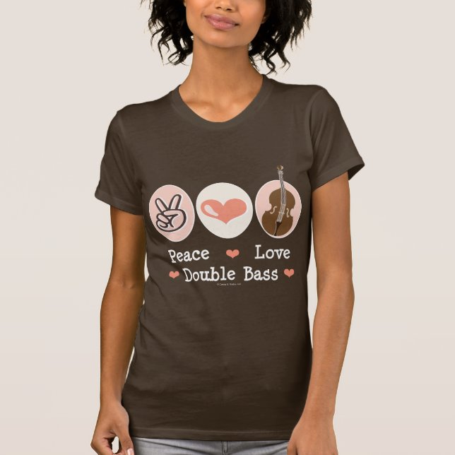 T-shirt de double basse d'amour de paix (Devant)