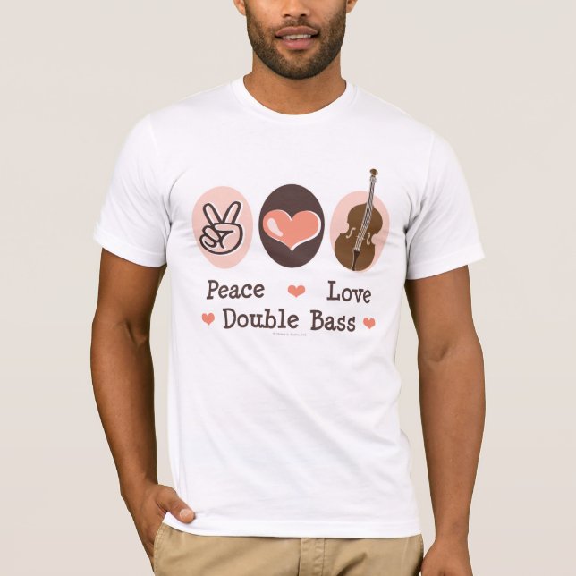 T-shirt de double basse d'amour de paix (Devant)