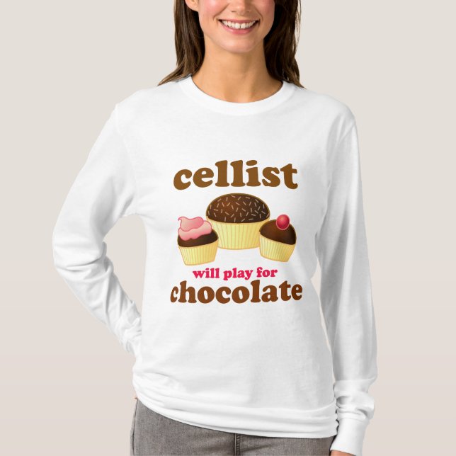 T-shirt de douille de chocolat de violoncelle de (Devant)