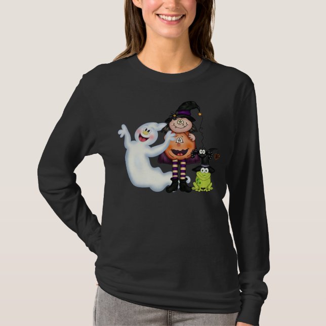 T-shirt de douille de Halloween des femmes long (Devant)