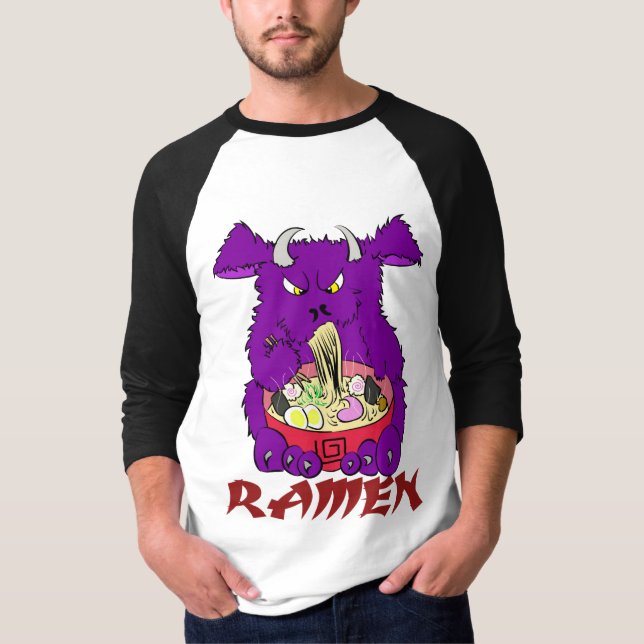 T-shirt de douille de monstre de ramen long (Devant)