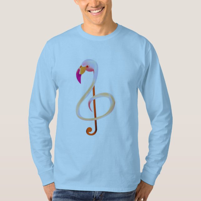 T-shirt de douille de note de musique de Flamant (Devant)