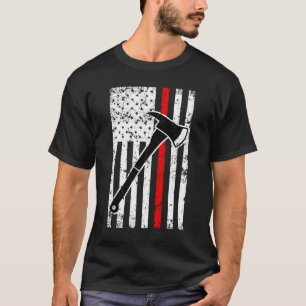 T-shirt de drapeau de ligne rouge hommes minces de
