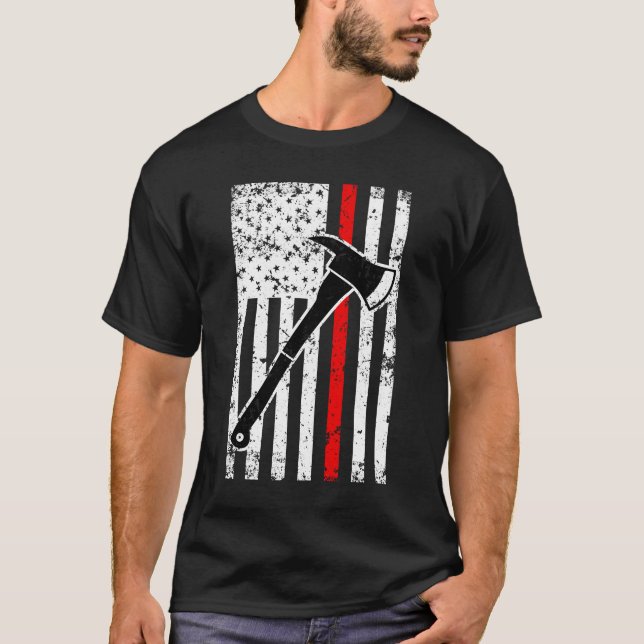T-shirt de drapeau de ligne rouge hommes minces de (Devant)
