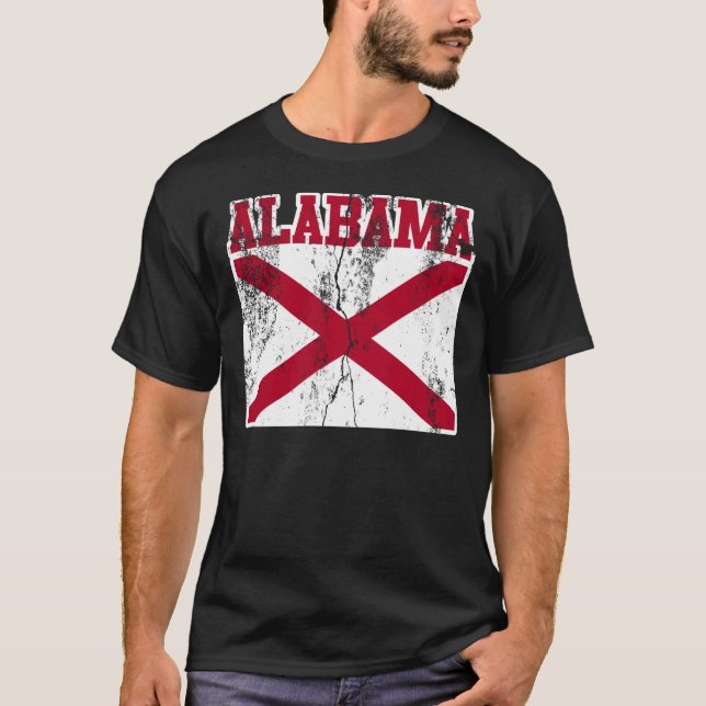 T-shirt de drapeau d'état de l'Alabama (affligé) (Devant)