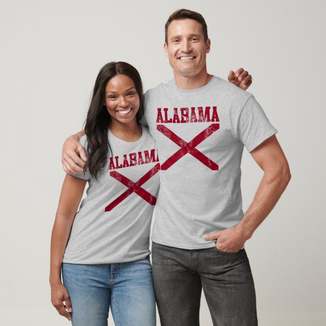 T-shirt de drapeau d'état de l'Alabama (affligé) (Unisexe)