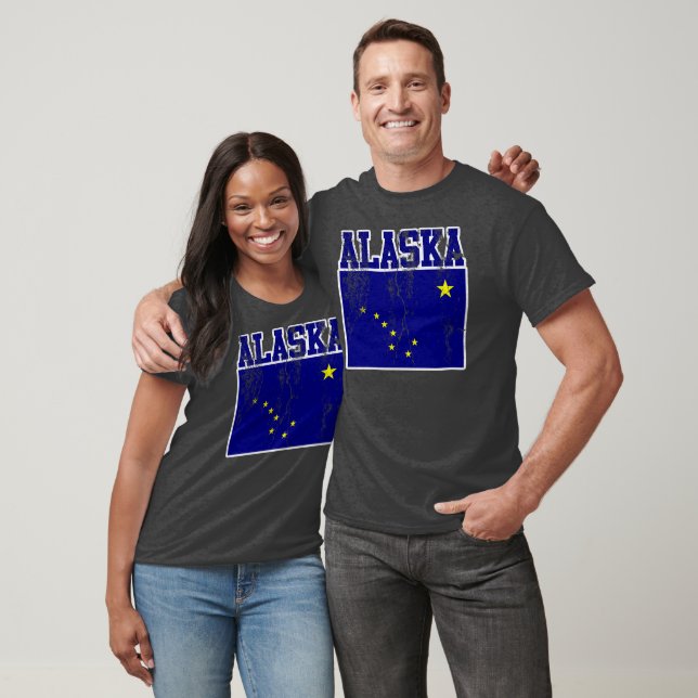 T-shirt de drapeau d'état de l'Alaska (affligé) (Unisexe)