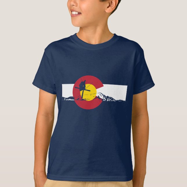 T-shirt de drapeau du Colorado - skieur - (Devant)