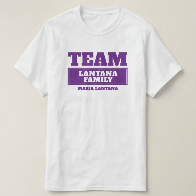 T-shirt de famille ou de groupe personnalisé viole (Design devant)
