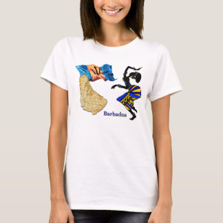 T-SHIRT DE FEMME DES BARBADE AVEC LA CARTE ET LE