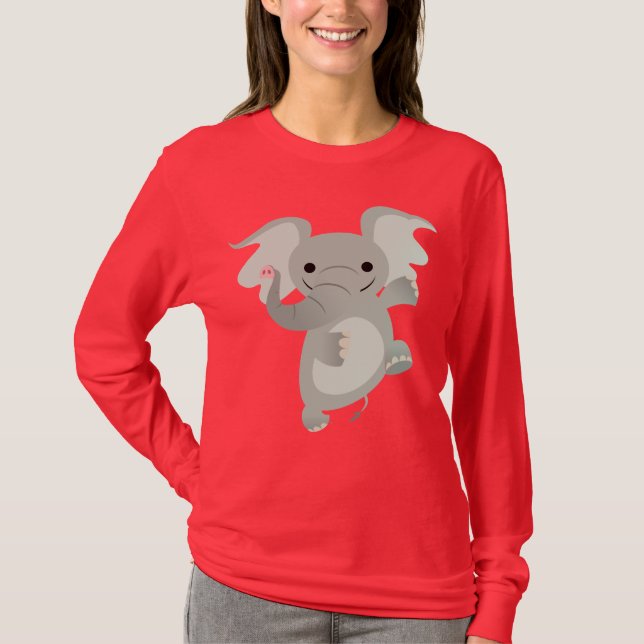 T-shirt de femmes d'éléphant de bande dessinée de (Devant)