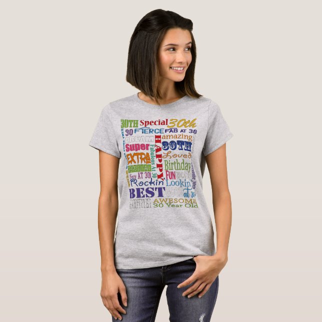 T-shirt De fête d'anniversaire cadeaux uniques et 30èmes (Devant entier)