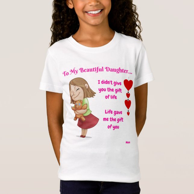 T-shirt de fille de mère avec la citation de fille (Devant)
