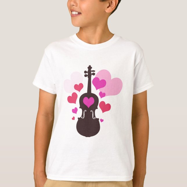 T-shirt de filles d'amour de violon (Devant)