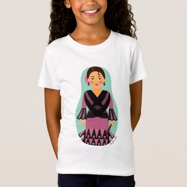 T-Shirt de filles Matryoshka Rosée d'Espagne (Devant)