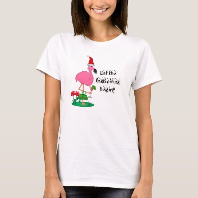 T-shirt de Flamant rose de Noël (Devant)