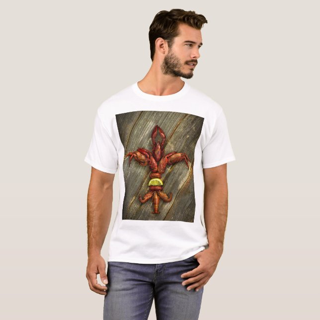 T-shirt de Fleur-De-Lis d'écrevisses (Devant entier)
