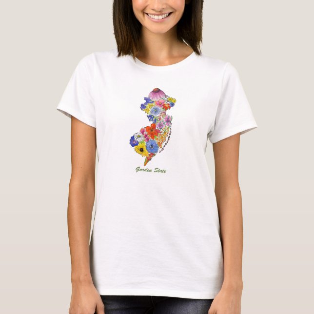 T-shirt de fleurs sauvages de la carte NJ de (Devant)