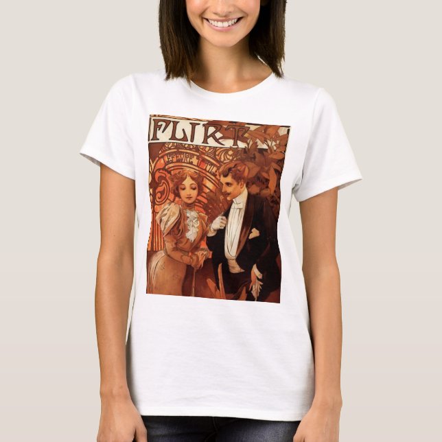 T-shirt de flirt d'Alphonse Mucha (Devant)