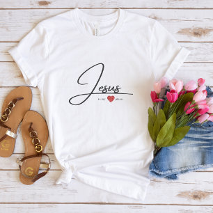 T-shirt de foi pour femmes   Jésus avec coeur