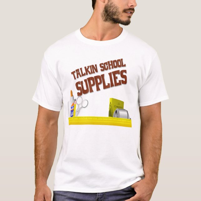 T-shirt de fournitures scolaires de Talkin (Devant)