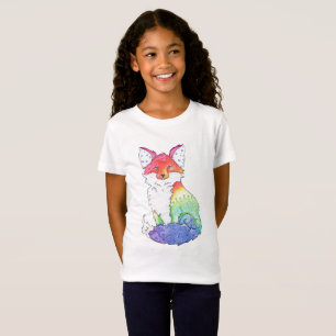 T-shirt de Fox d'arc-en-ciel de filles
