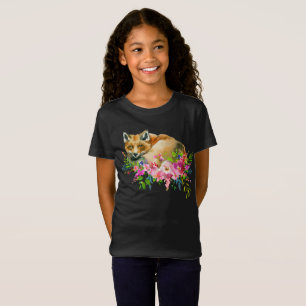 T-shirt de Fox rouge et de fille florale
