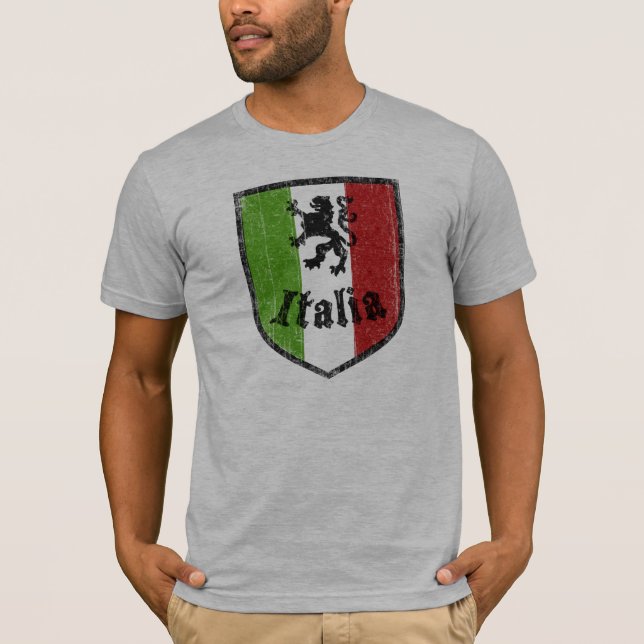 T-shirt de gris de crête de drapeau de l'Italie (Devant)