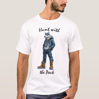 T-Shirt de guerrier loup Chasse avec la meute